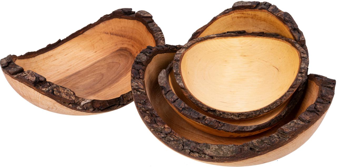 Schale aus Erlenholz, oval, mit Rinde, geölt, 12,5 cm
