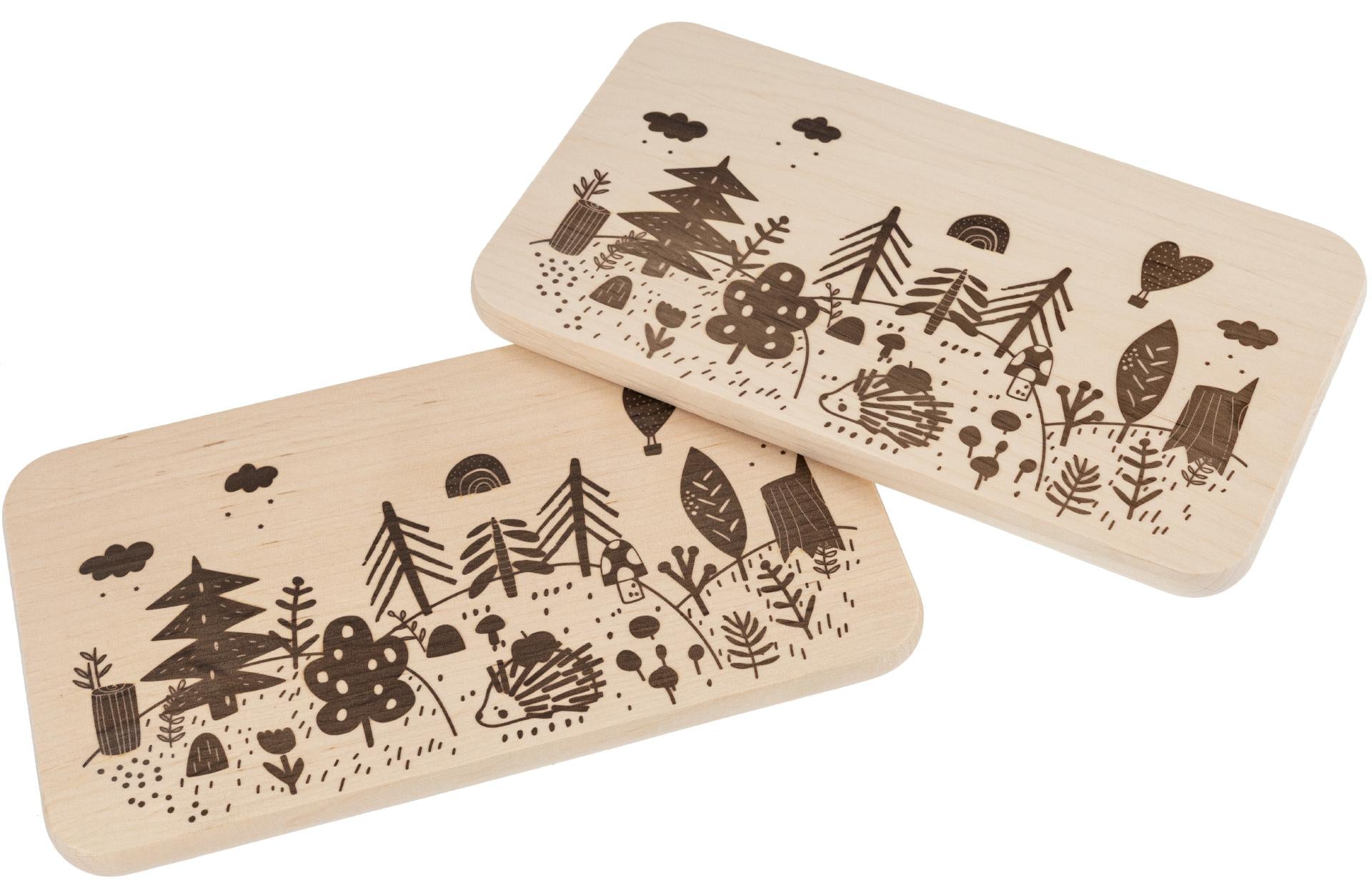 Schneidebrett Erle mit Igel-Motiv – lasergraviert, Geschenk für Kinder
