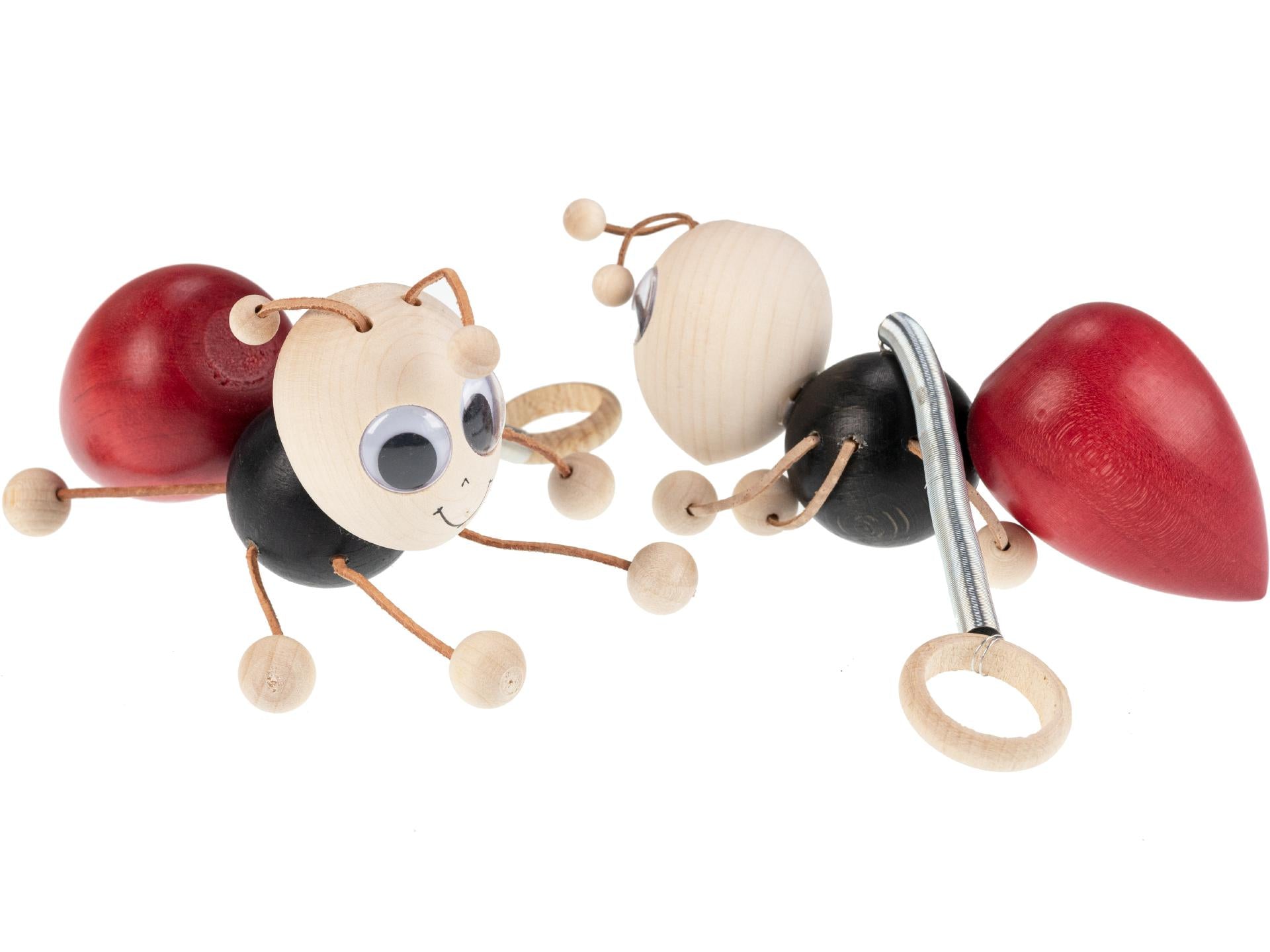 chwingfigur aus Holz, Ameise rot-schwarz