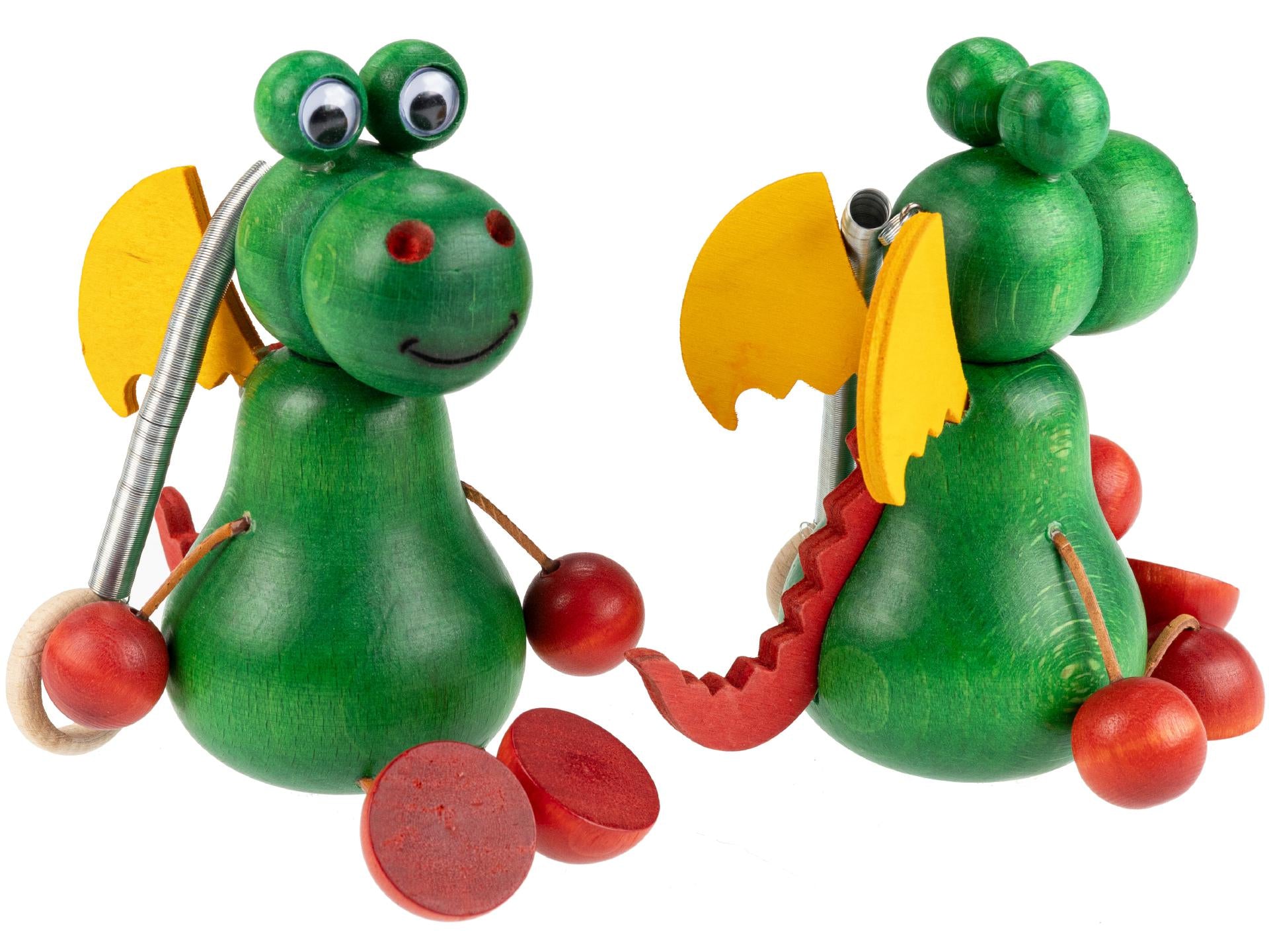 Schwingfigur aus Holz, Drache grün