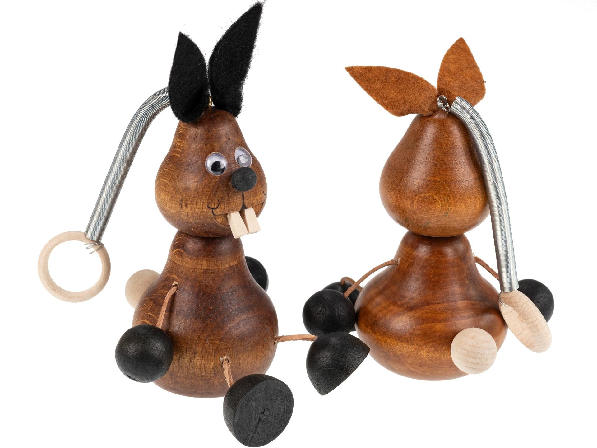 Schwingfigur aus Holz, Hase dunkelbraun