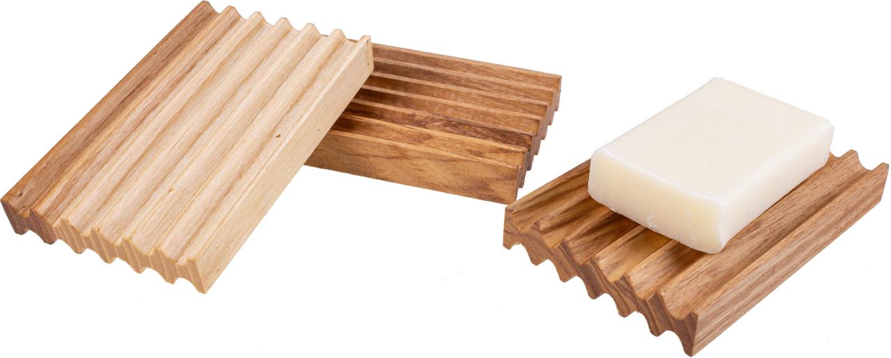 Seifenschale aus Eschenholz mit Rillen, geölt