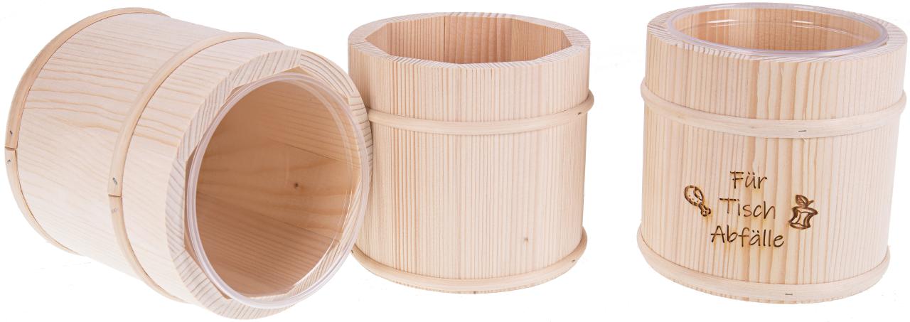 Tischabfall-Box aus Holz mit Kunststoffeinsatz
