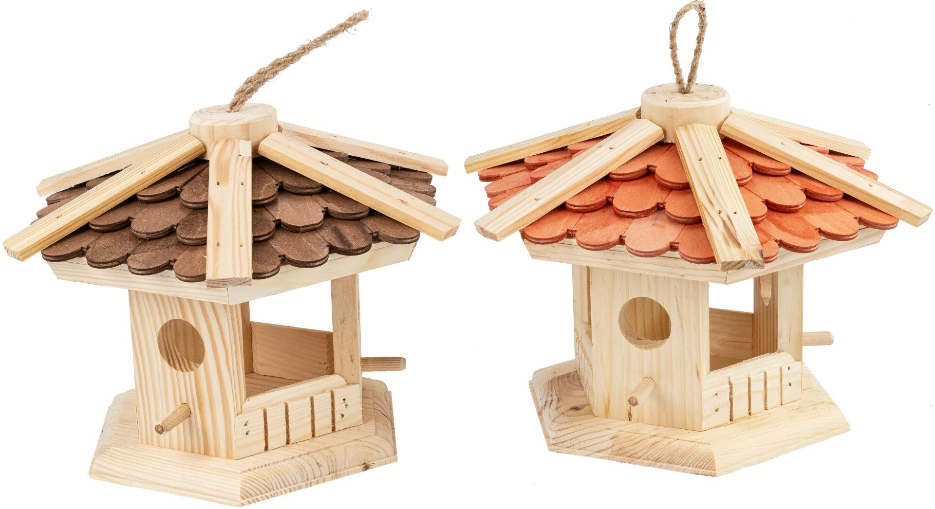 Vogelhaus Pavillon aus Fichtenholz mit Schindeldach, Maße 30 x 22 cm
